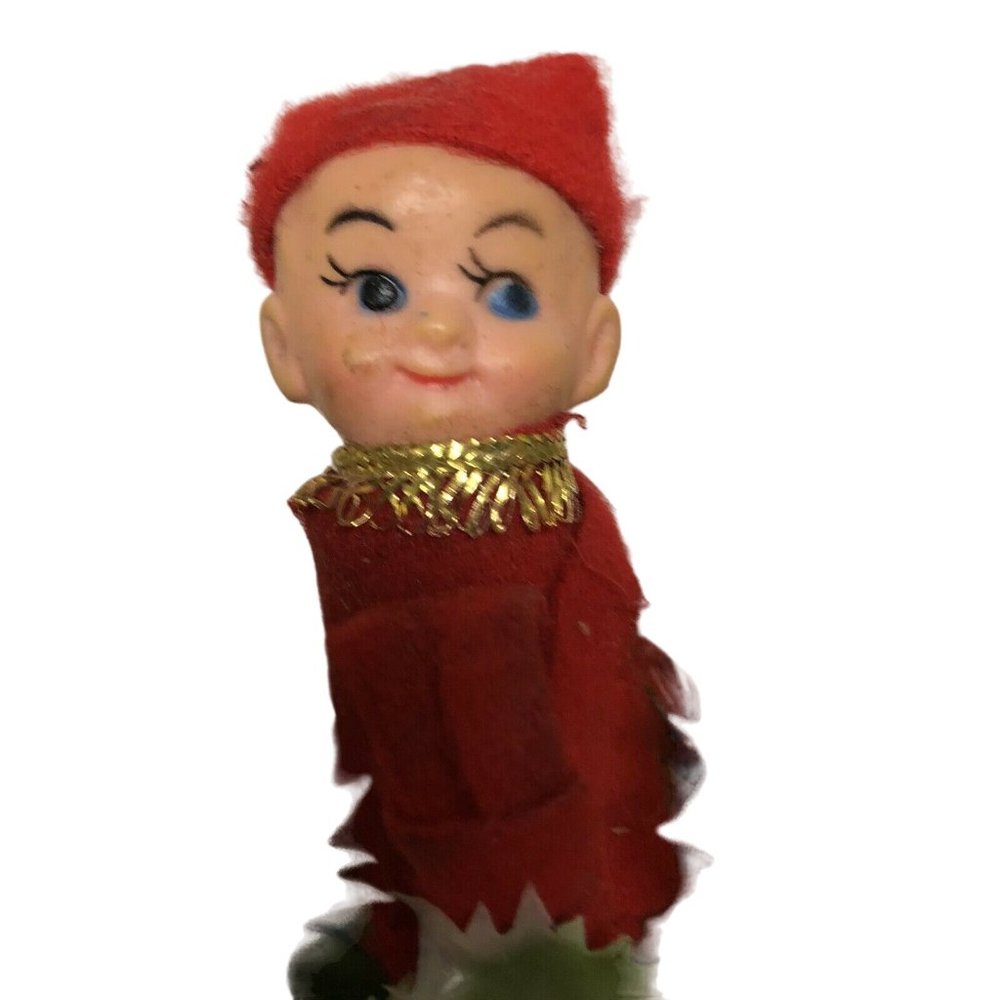 Rare Vintage Plastic Hanging Knee Hugger Elf Christmas Decoration Mistletoe - Picture 2 of 9